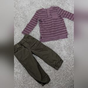 Cat&Jack Boys Shirt Red With Khaki Chino's Size 18 Months